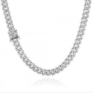 9mm Moissanite Cuban Iced Out Necklace 