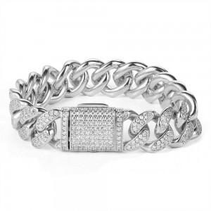 15mm 2Rows Moissanite Cuban Iced Out Bracelet